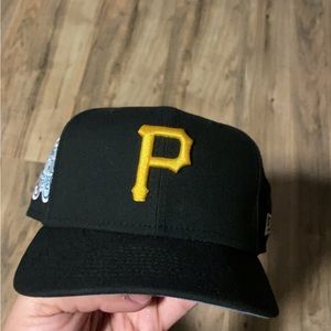 Slightly worn Pittsburg Pirates hat 7 3/8 with baby blue under-brim.